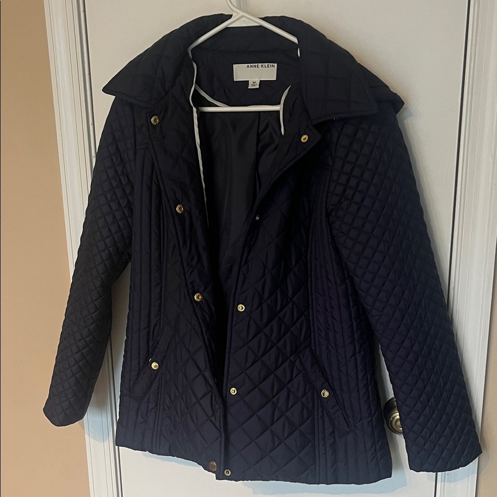 NWOT Anne Klein navy Blue Quilted Puffer Coat